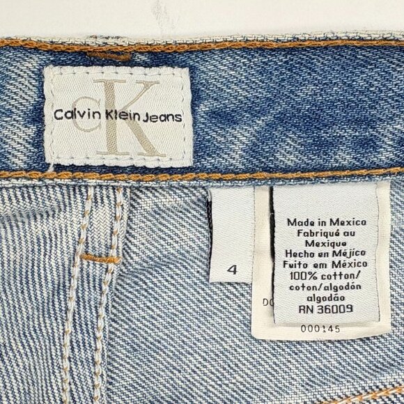 Calvin Klein Womens Size 4 Cuff Short Double Stone Wash Denim Shorts Vintage 90s - Picture 9 of 10